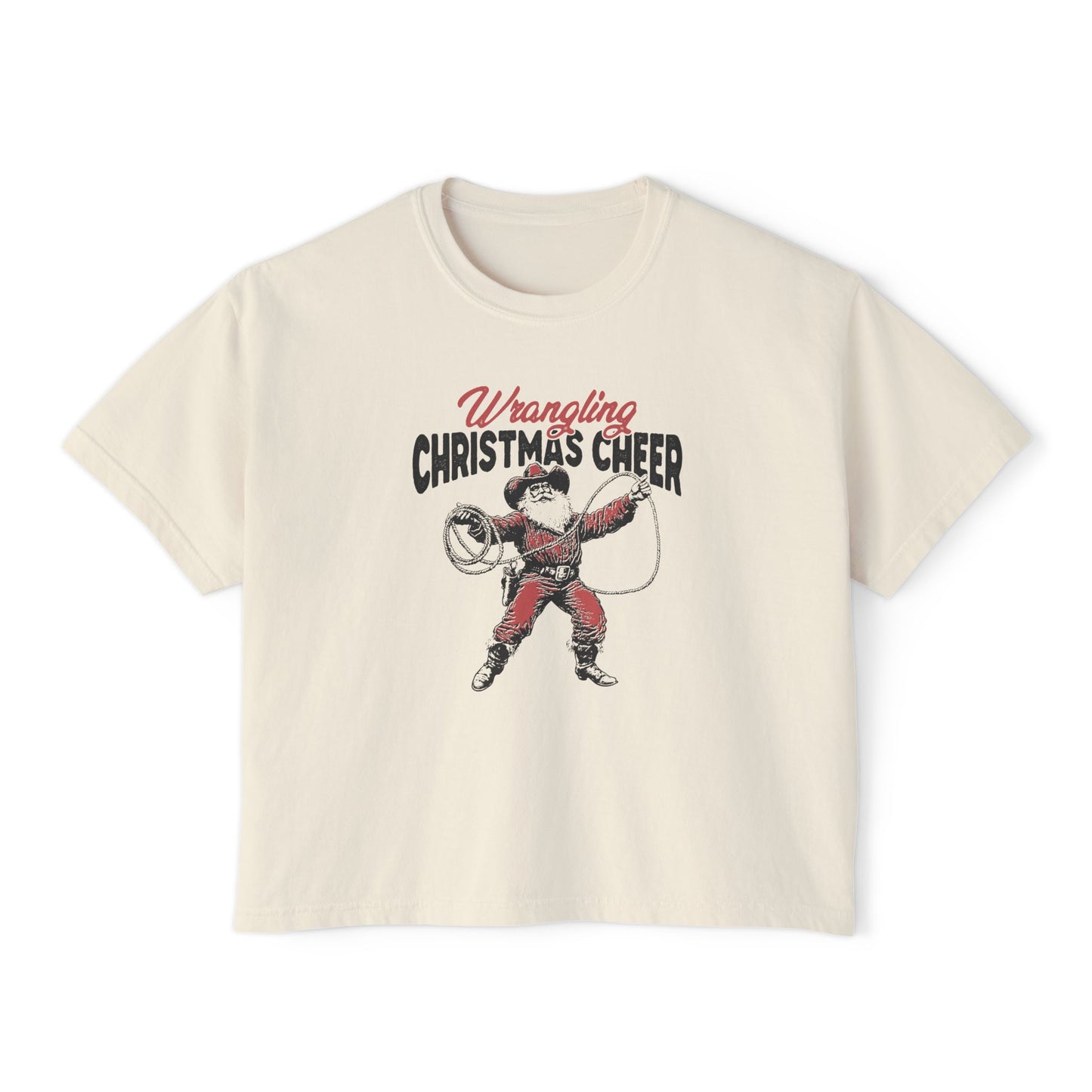 Wrangling Christmas Cheer Boxy Womens Tee