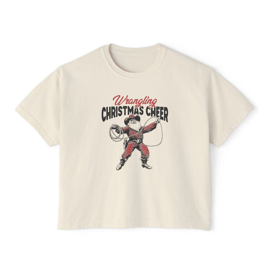 Wrangling Christmas Cheer Boxy Womens Tee